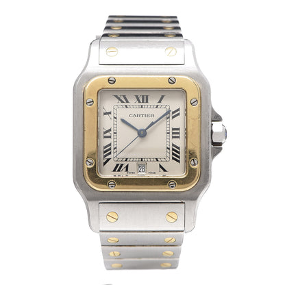 Cartier Stainless Steel 18K Yellow Gold 29mm Santos De Galbee Quartz Watch 1 of 5
