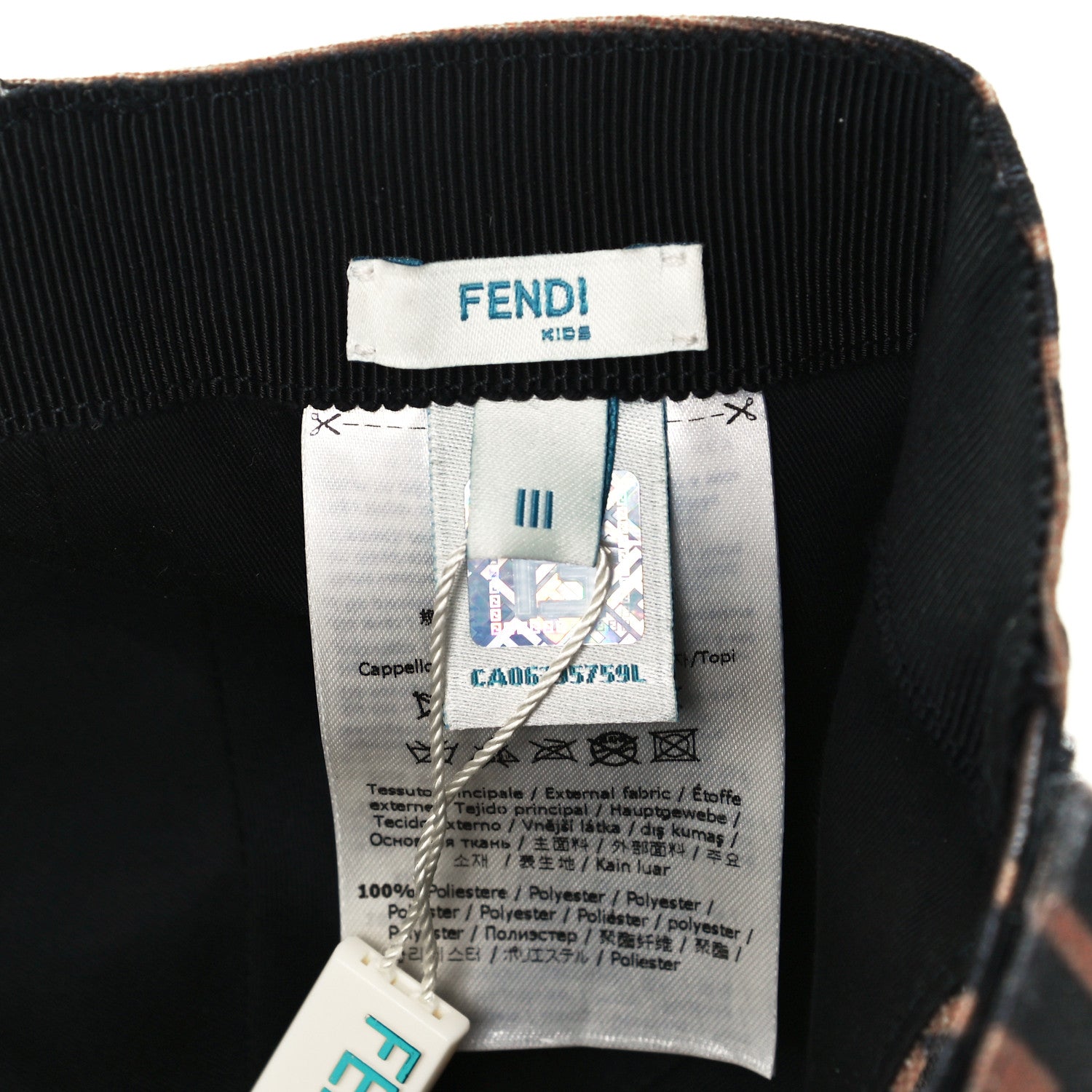 Fendi Canvas FF Kids Cap Hat III Tobacco 9 of 10