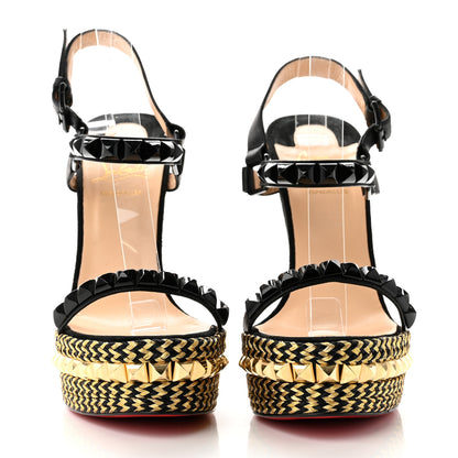 Christian Louboutin Calfskin Suede Cataclou 140 Wedge Sandals 41 Black 2 of 8