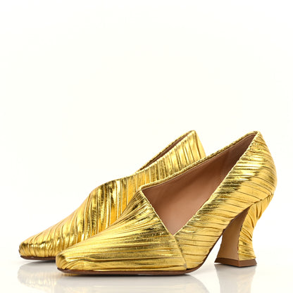 Bottega Veneta Metallic Bark Nappa Almond Pumps 37 Gold 3 of 8