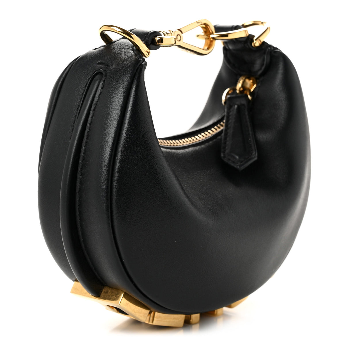 Fendi Vitello Grace Matte Nano Fendigraphy Hobo Charm Black 3 of 11