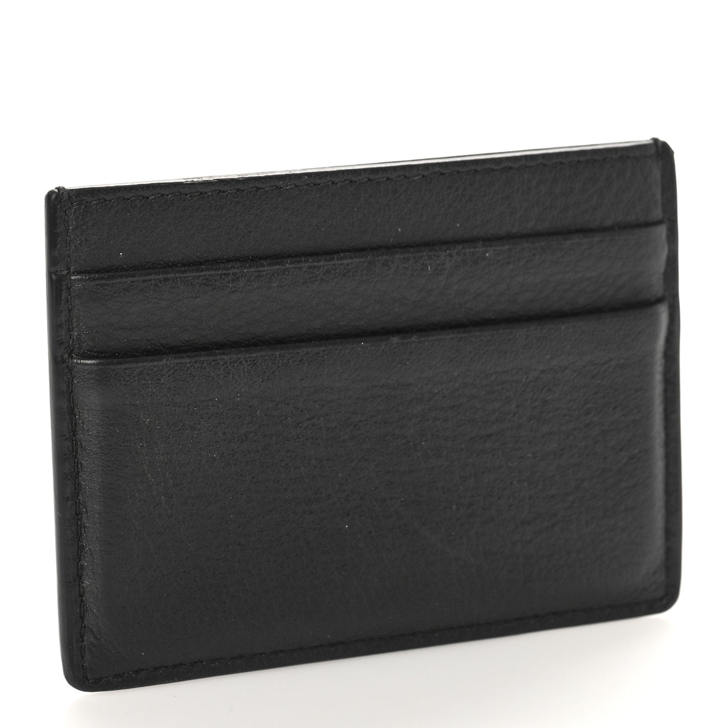 Grained Calfskin Logo Everyday Card Holder Black White