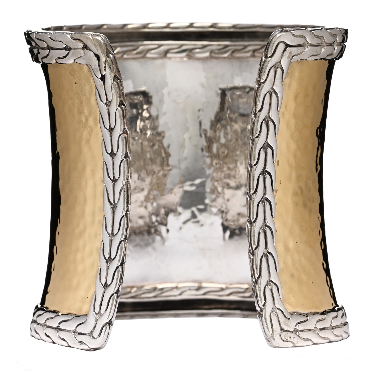 John Hardy Sterling Silver 22K Yellow Gold Classic Chain Palu Wide Cuff Bracelet 2 of 3