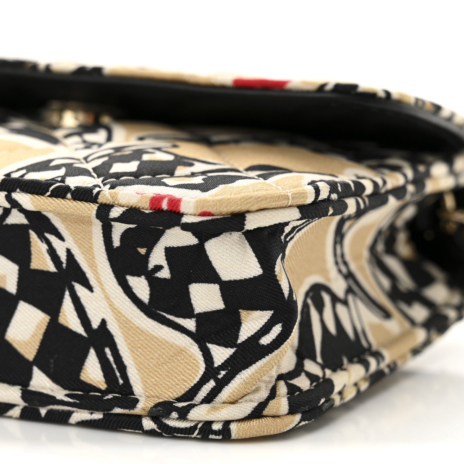 Chanel Canvas Check Flag Printed CC Clutch With Chain Beige Multicolor 10 of 13