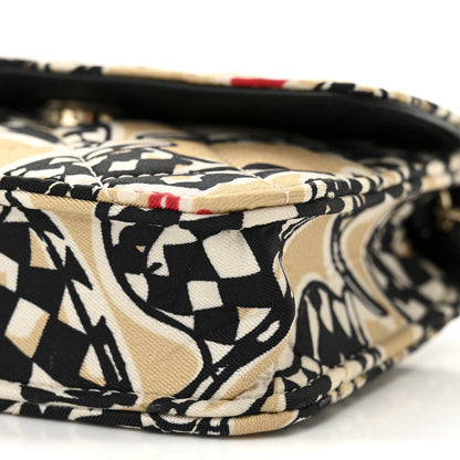 Chanel Canvas Check Flag Printed CC Clutch With Chain Beige Multicolor 10 of 13