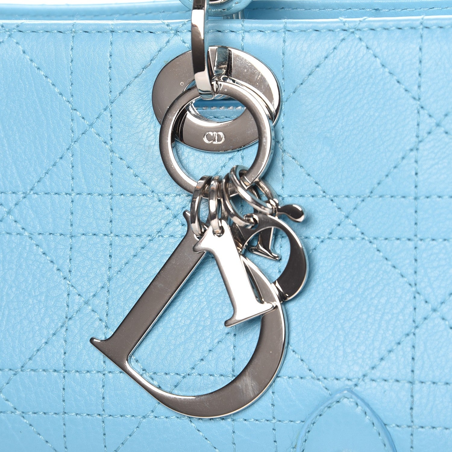 Christian Dior Calfskin Cannage Stitched Small East West Lady Dior Light Blue 6 of 8