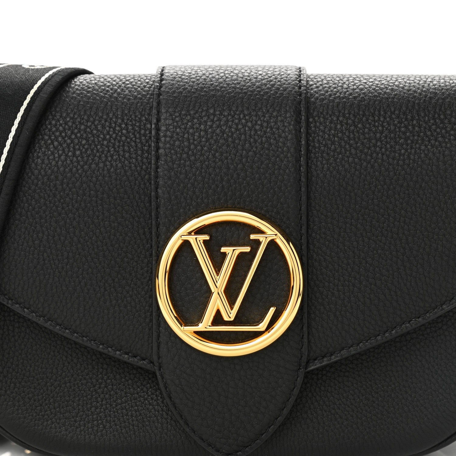 Louis Vuitton Grained Calfskin LV Pont 9 Soft MM Black 7 of 9