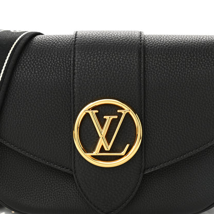 Louis Vuitton Grained Calfskin LV Pont 9 Soft MM Black 7 of 9