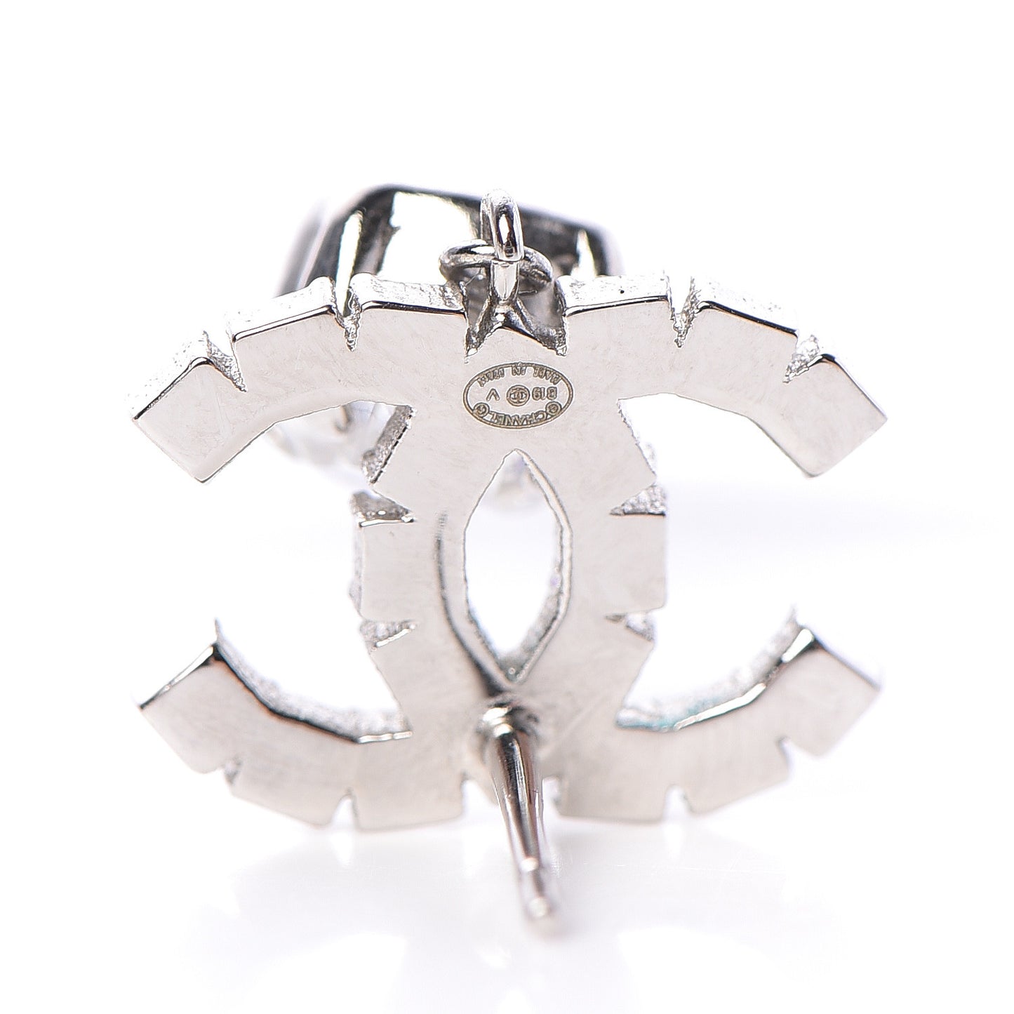 Crystal CC Drop Earrings Silver
