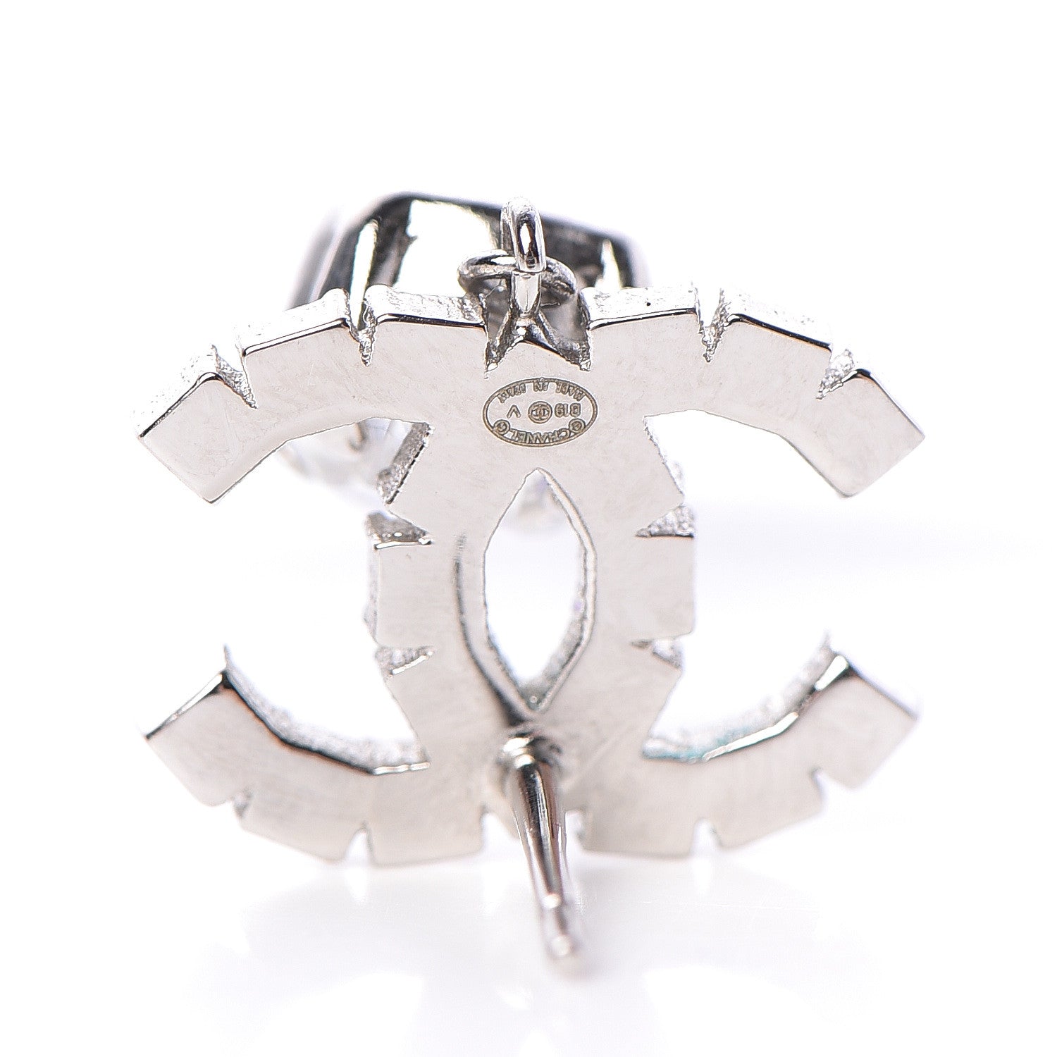 Chanel Crystal CC Drop Earrings Silver 4 of 5