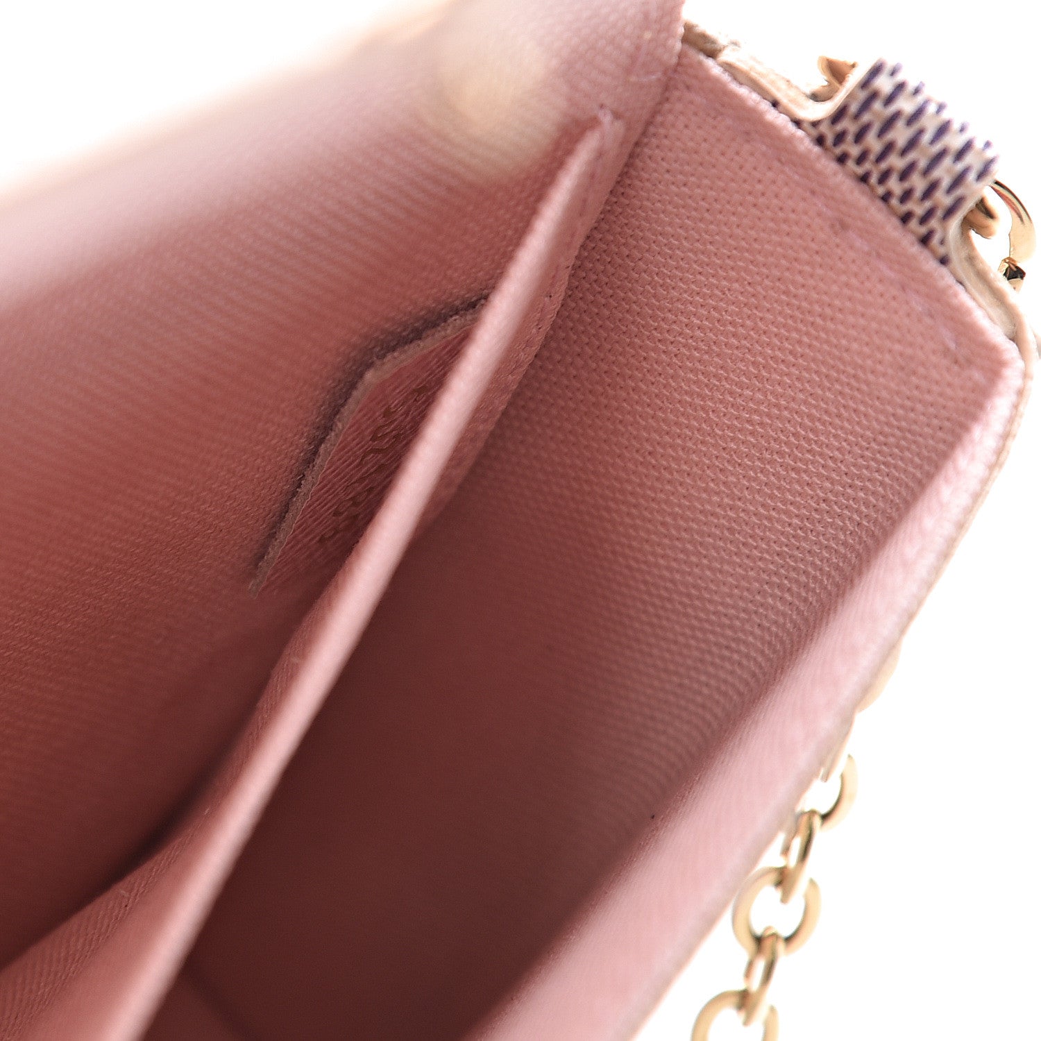 Louis Vuitton Damier Azur Pochette Felicie Chain Wallet Rose Ballerine 8 of 12
