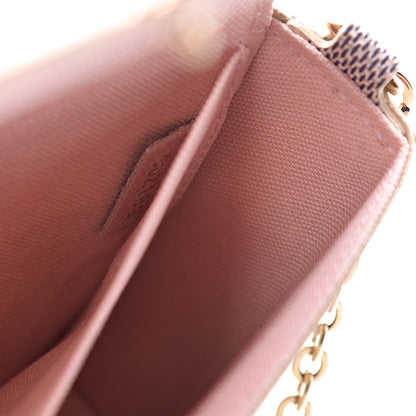 Louis Vuitton Damier Azur Pochette Felicie Chain Wallet Rose Ballerine 8 of 12