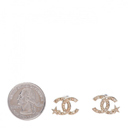 Chanel Crystal CC Starfall Earrings Gold 2 of 5
