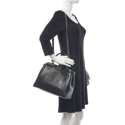 Fendi Vitello Morgan Shiny Nappa Medium Peekaboo Iconic Satchel Black 2 of 9