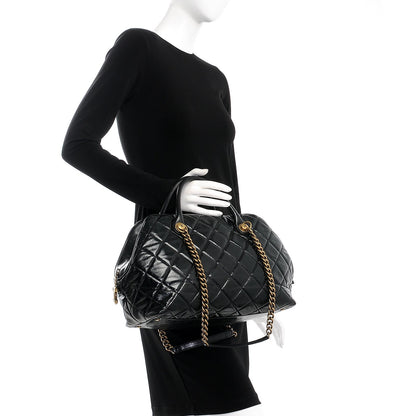 Chanel Glazed Calfskin Castle Rock Bowling Bag Black 3 of 12