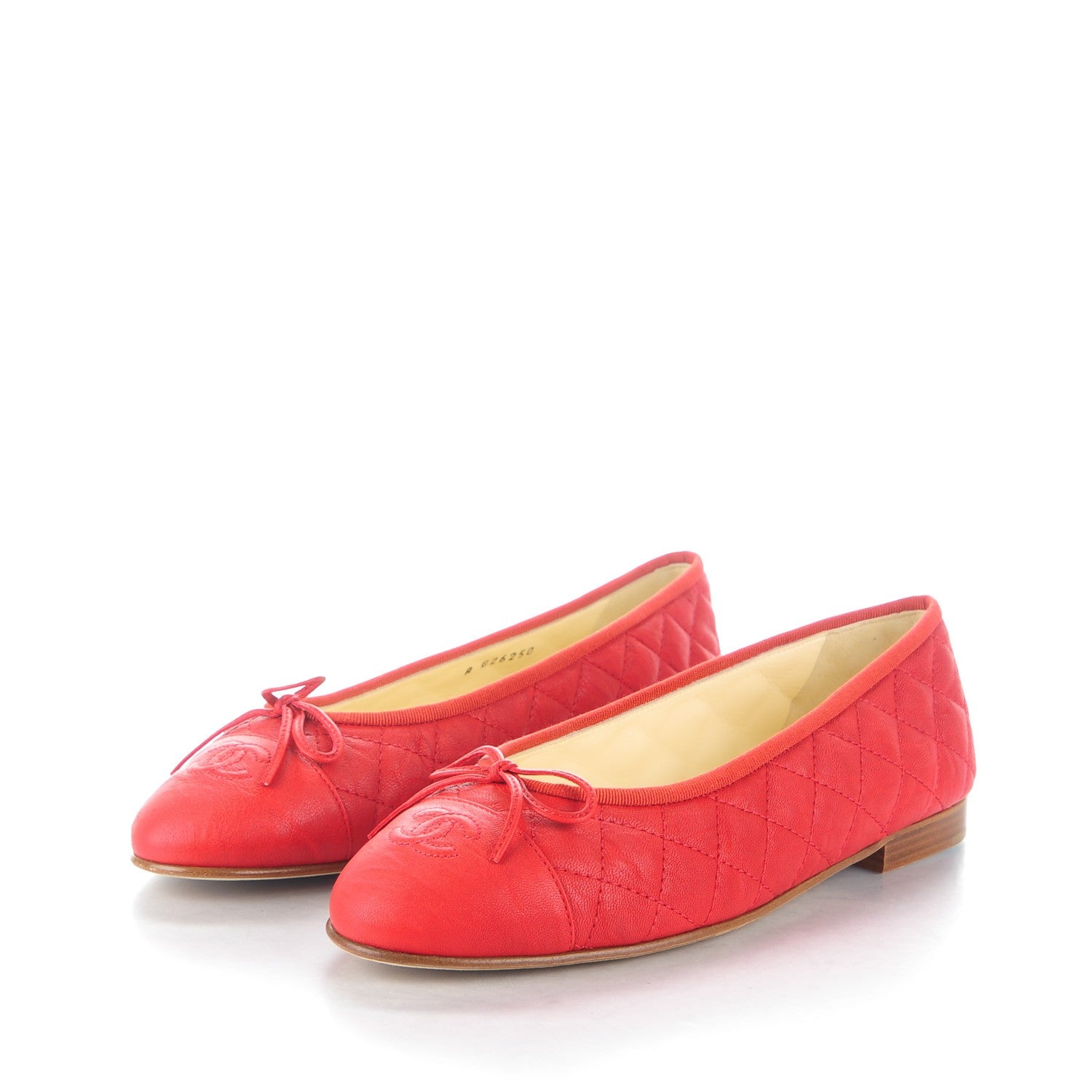 Chanel Lambskin Quilted CC Ballerina Flats 40.5 Red 3 of 8
