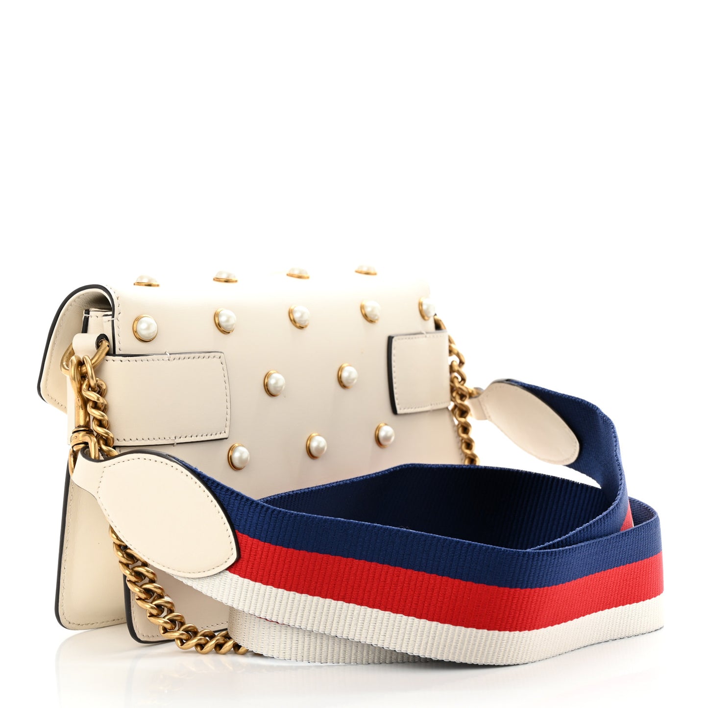 Nappa Pearl Studded Mini Queen Margaret Broadway Shoulder Bag Mystic White