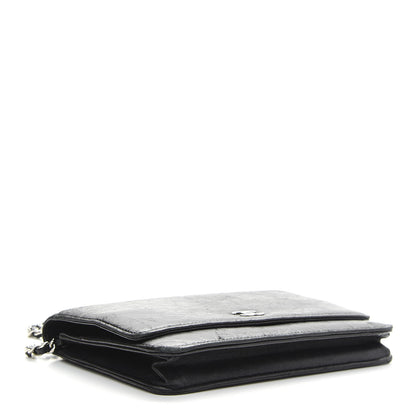 Chanel Lambskin Camellia Embossed Wallet on Chain WOC Black 4 of 11