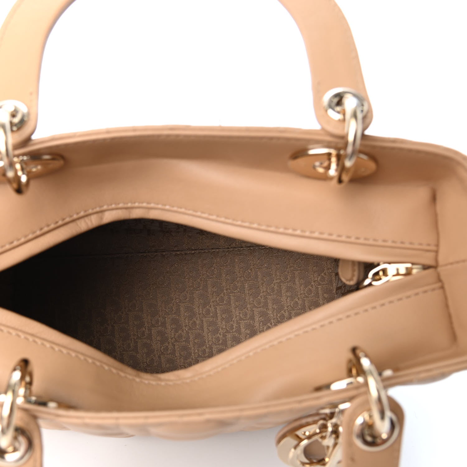 Christian Dior Lambskin Cannage Medium Lady Dior Beige 4 of 5
