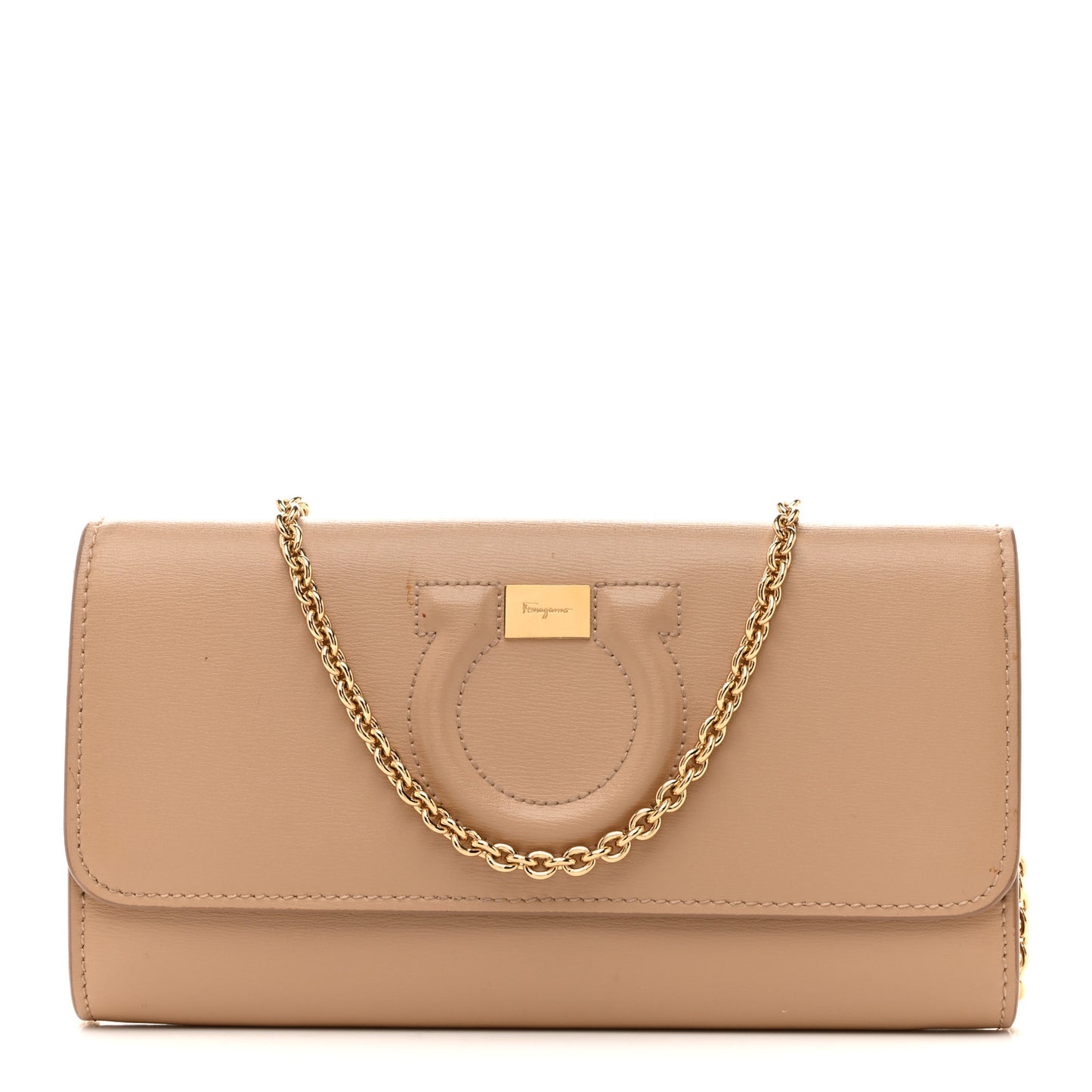Calfskin City Wallet On Chain Almond