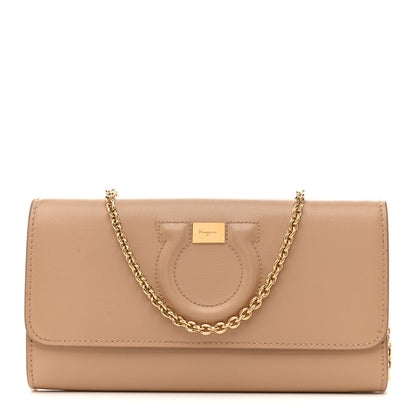 Salvatore Ferragamo Calfskin City Wallet On Chain Almond 1 of 13