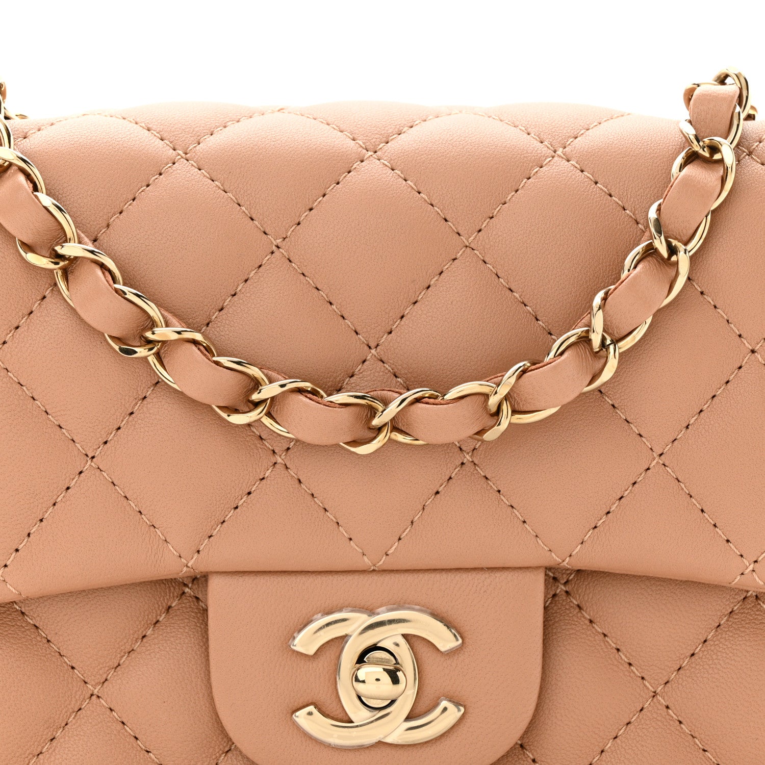 Chanel Lambskin Quilted Mini Square Flap Beige 8 of 11