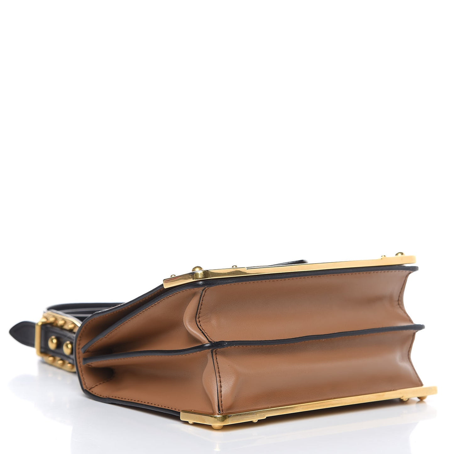 City Calfskin Saffiano Cahier Bag Caramel Black
