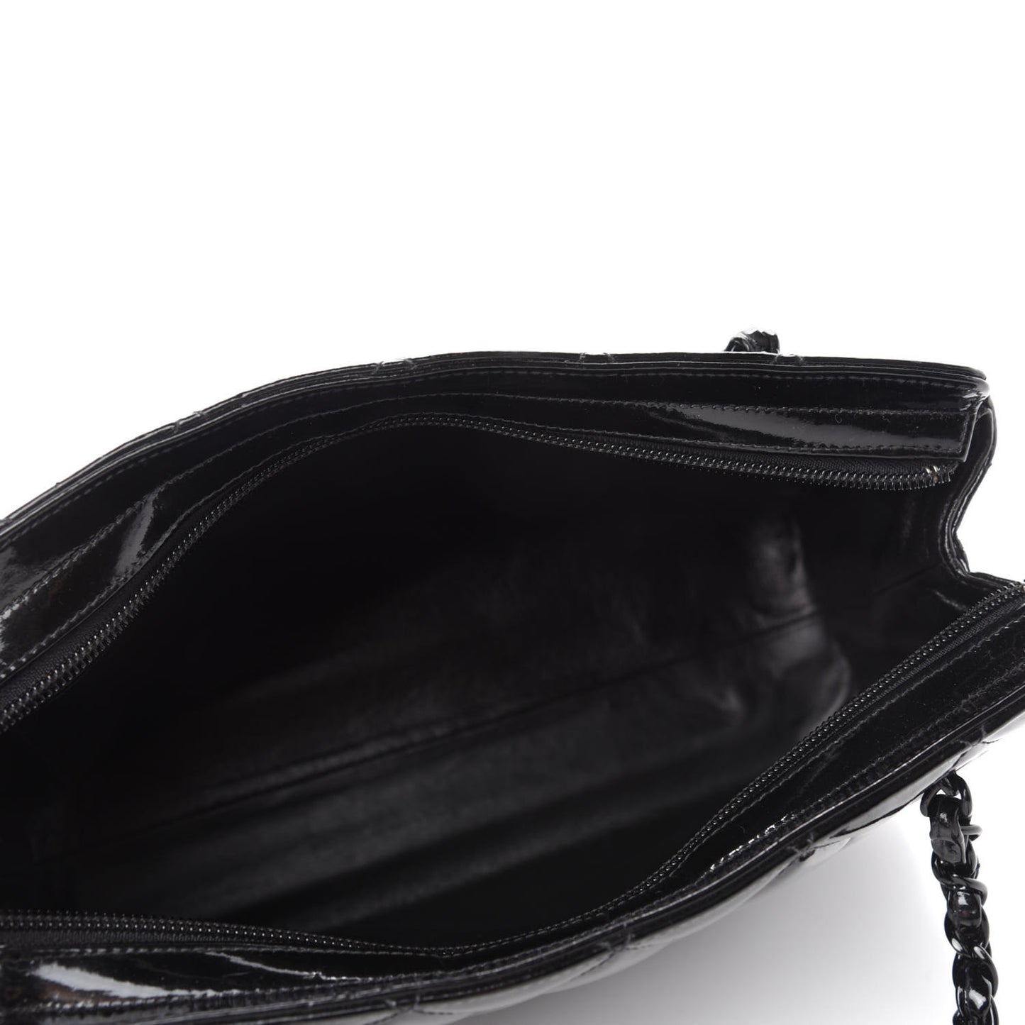 Patent Quilted Tote Black