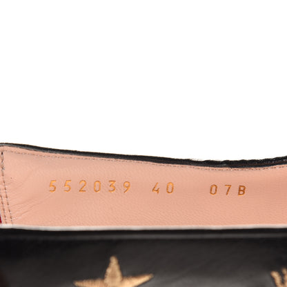 Gucci Malaga Kid Web Bee Star Embroidered Sylvie Mid Heel Slingback Pumps 40 Black 8 of 9
