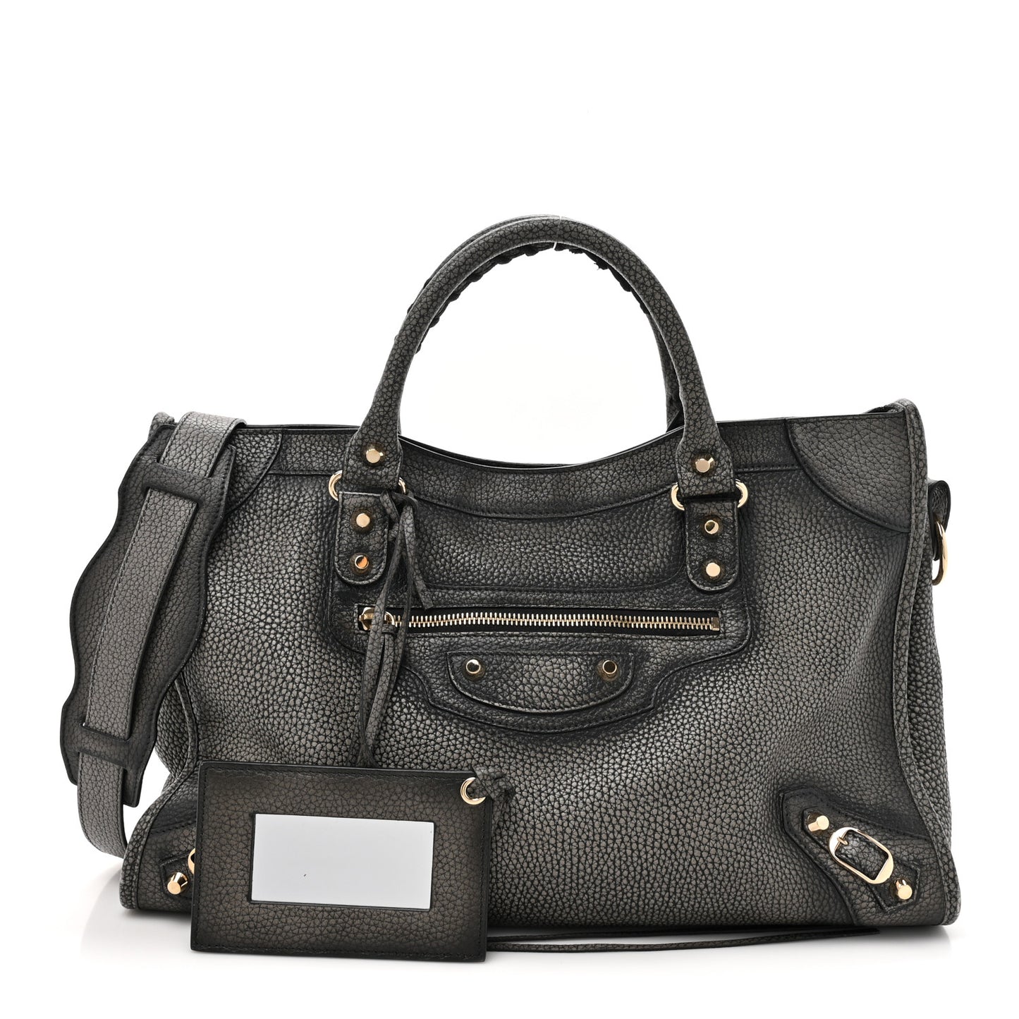 Grained Calfskin Classic Gold Hardware City Ombre Grey Gradient