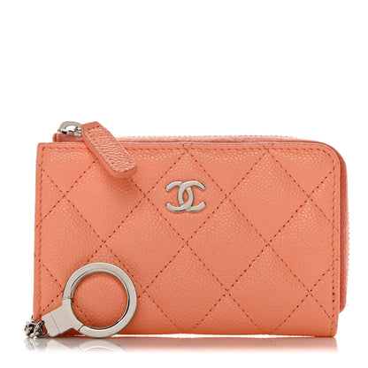 Chanel Caviar Quilted Zipped Key Holder Case Coral 1 of 9