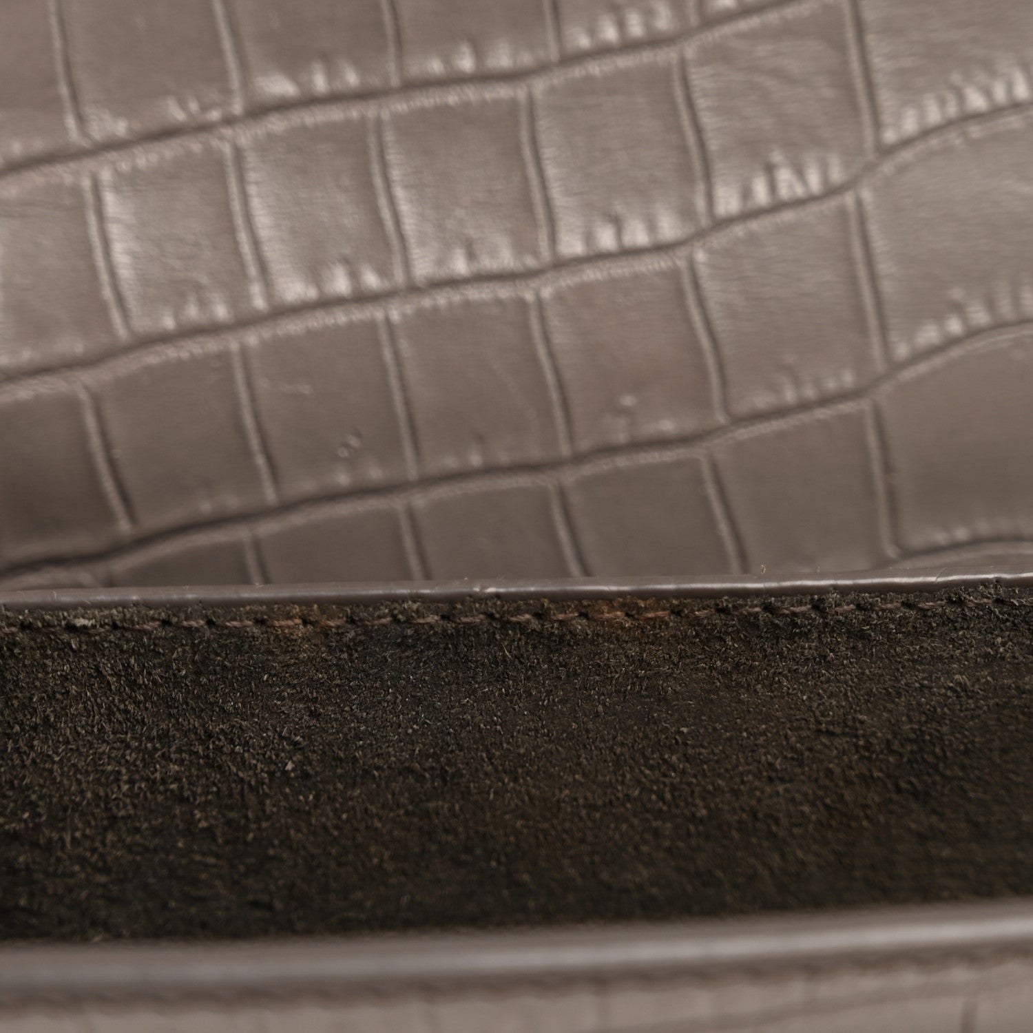 Saint Laurent Calfskin Crocodile Embossed Medium Monogram Sunset Fog 12 of 14
