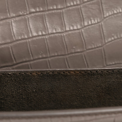 Saint Laurent Calfskin Crocodile Embossed Medium Monogram Sunset Fog 12 of 14