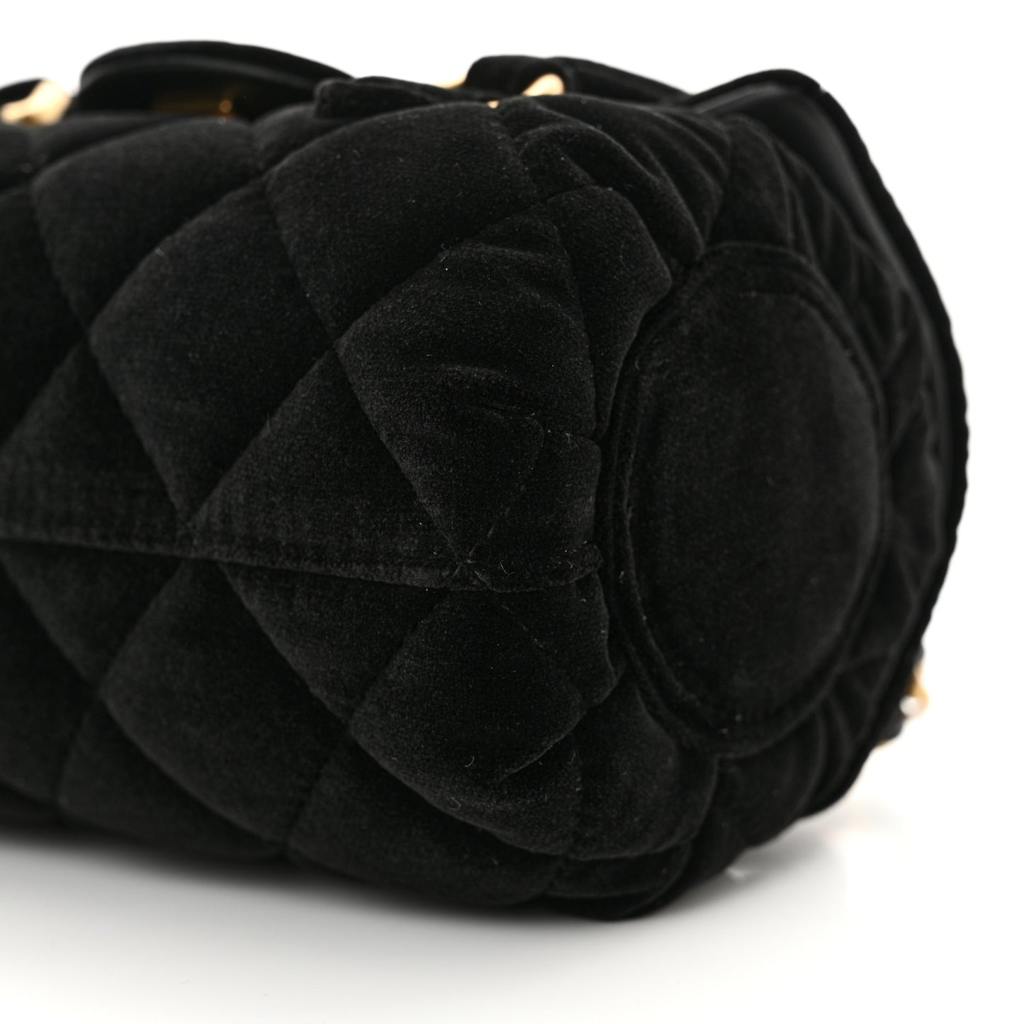 Velvet Quilted Mini Top Handle Flap Black