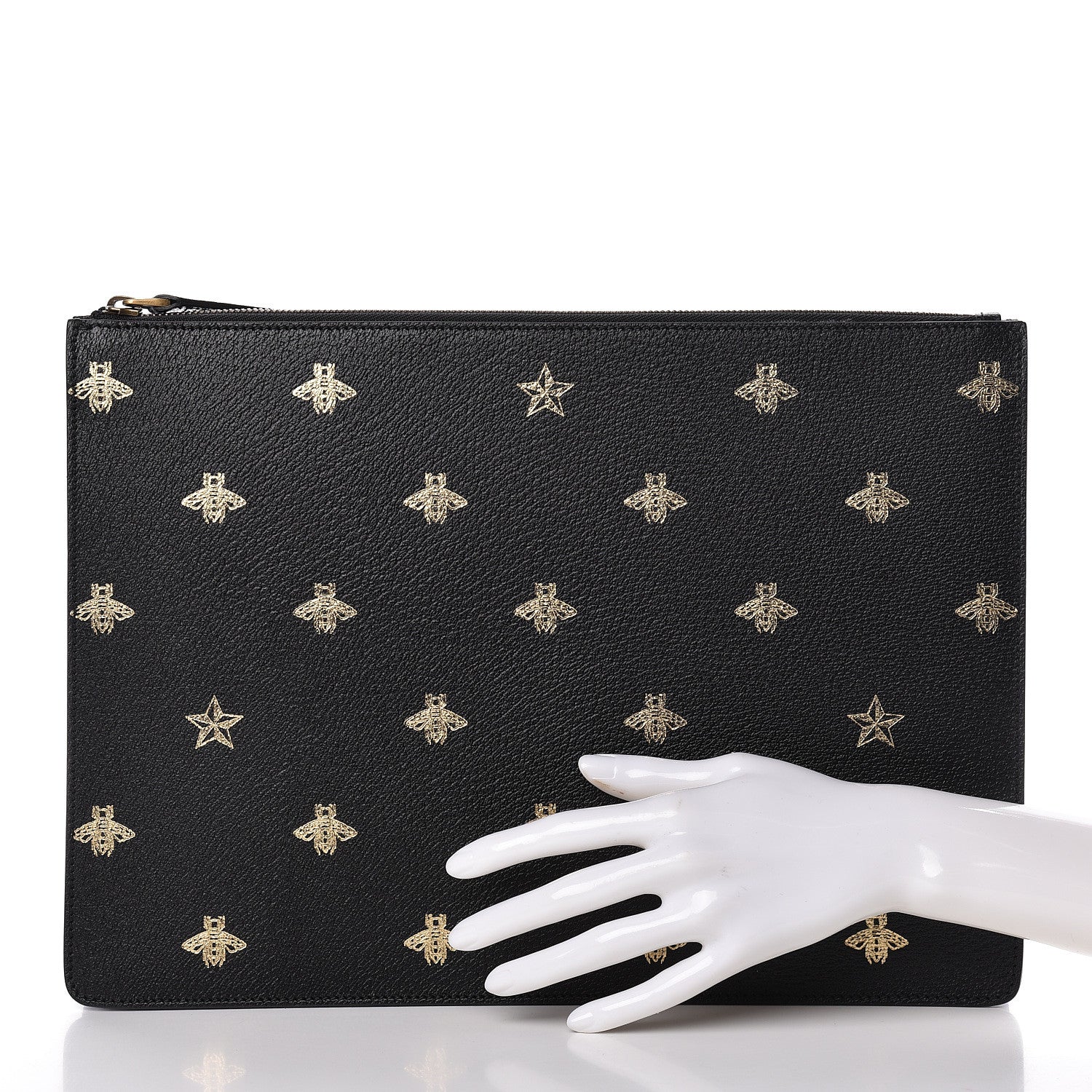 Gucci Grained Calfskin Bee Star Messenger Black 2 of 10