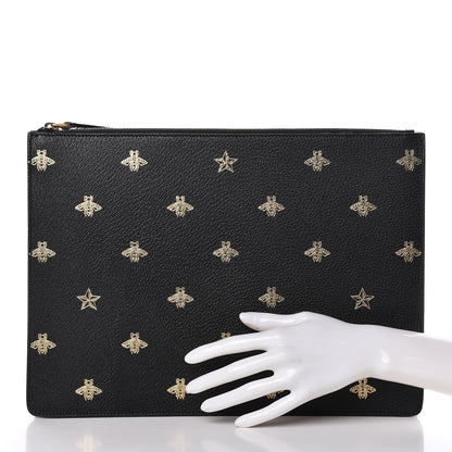 Gucci Grained Calfskin Bee Star Messenger Black 2 of 10