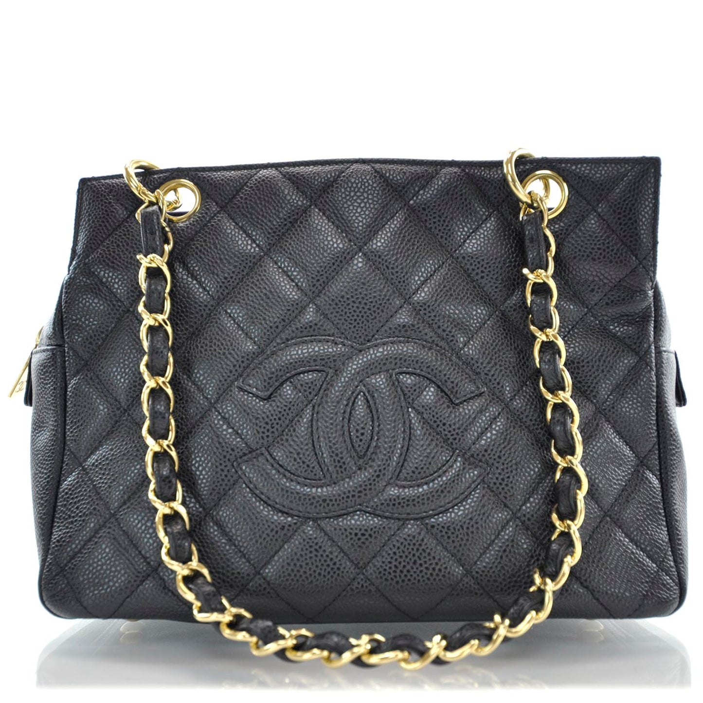 Caviar Quilted Petit Timeless Tote PTT Black