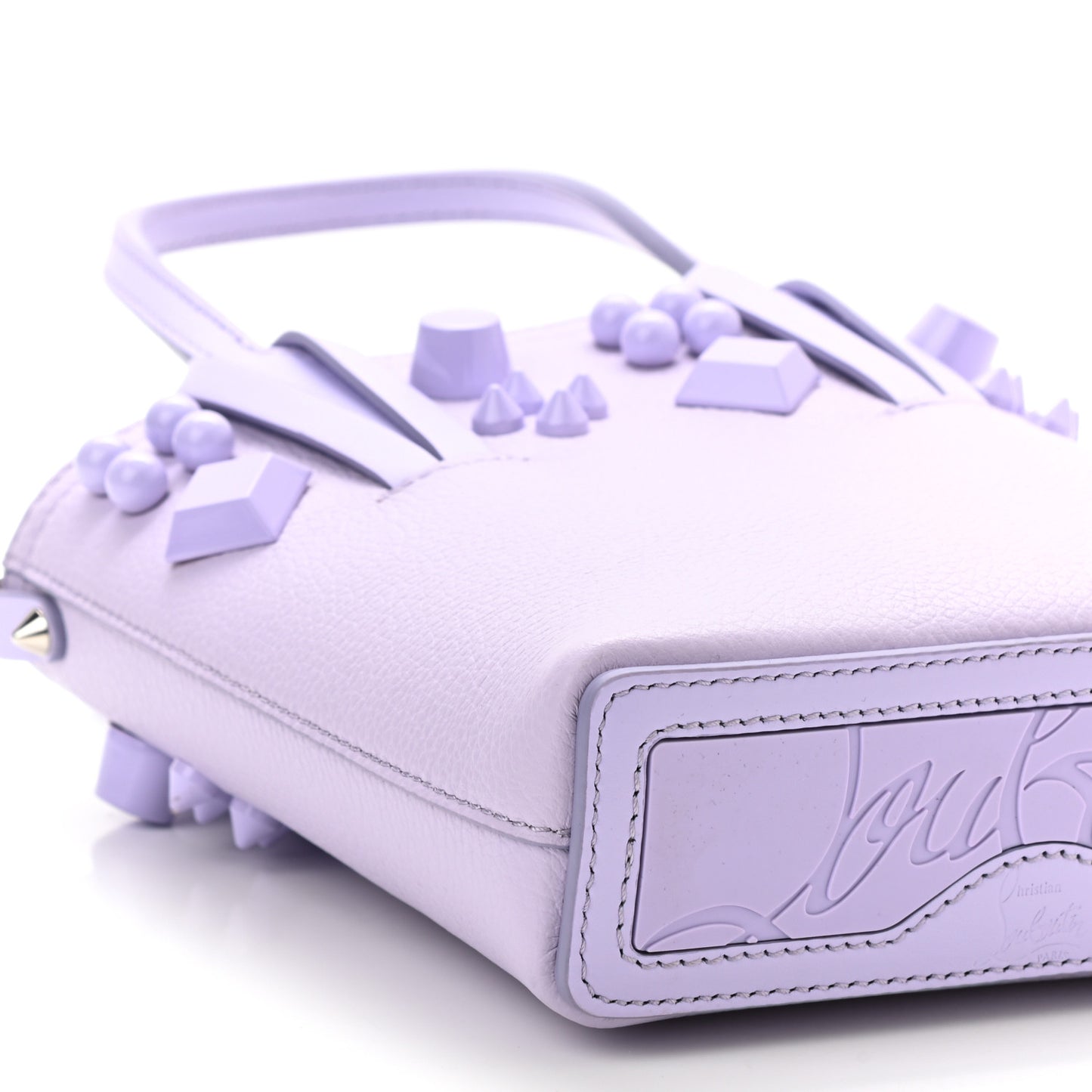Calfskin Empire Spike Studded Mini North South Cabata Tote Lilac Smoke