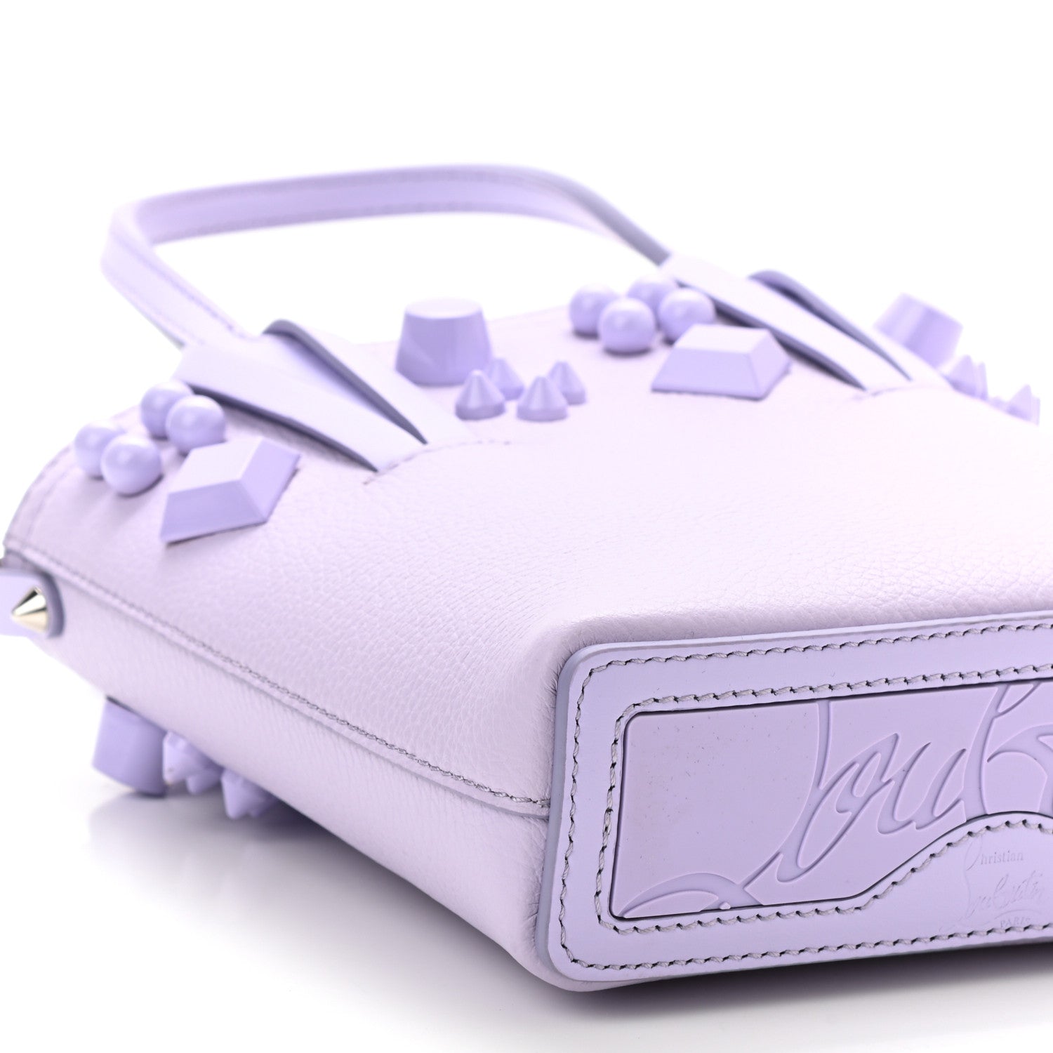 Christian Louboutin Calfskin Empire Spike Studded Mini North South Cabata Tote Lilac Smoke 9 of 10