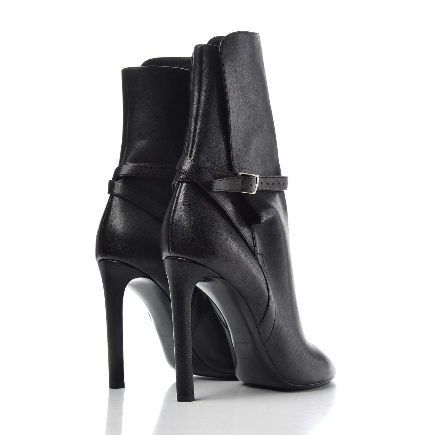 Nappa Mica Buckle Ankle Booties 39 Black