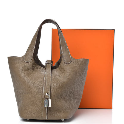 Hermes Taurillon Clemence Picotin Lock 18 PM Etoupe 10 of 10