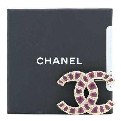 Chanel Gripoix Poured Glass Along The Nile CC Brooch Purple Gold 5 of 5