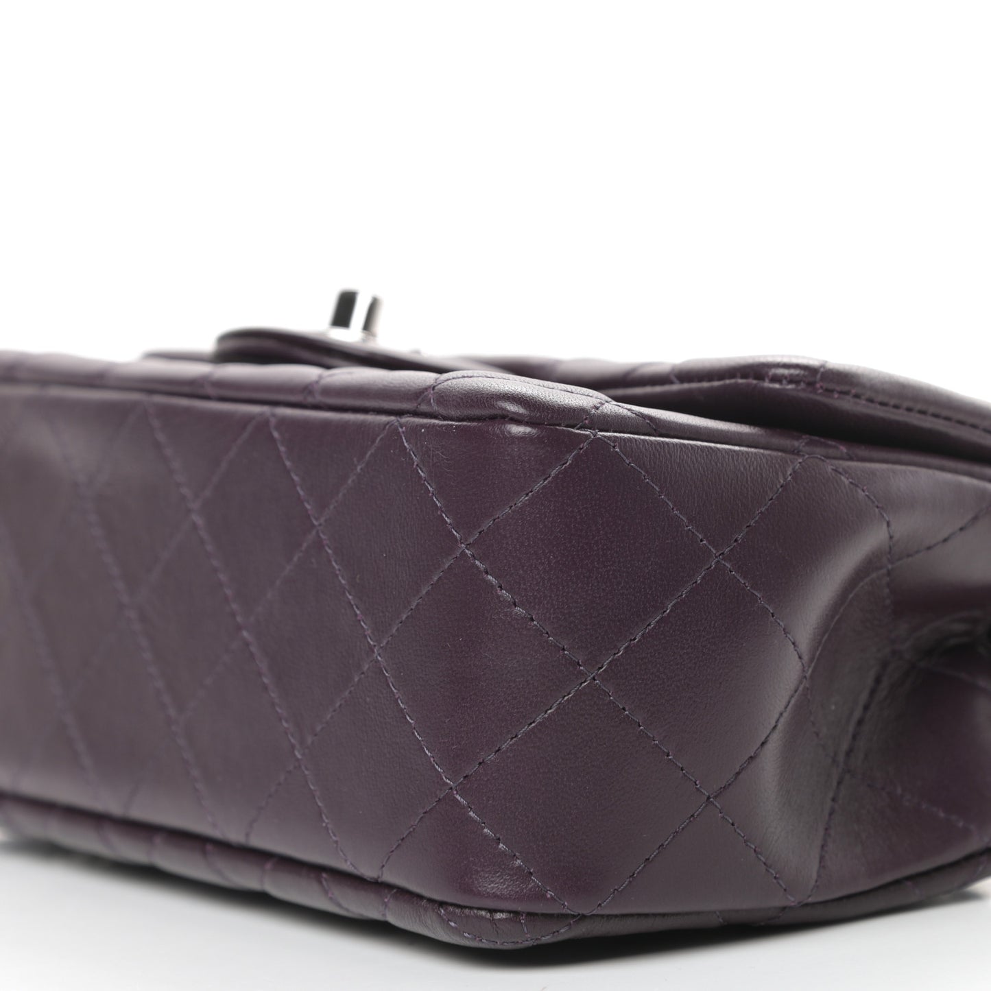 Lambskin Quilted Mini Rectangular Flap Dark Purple