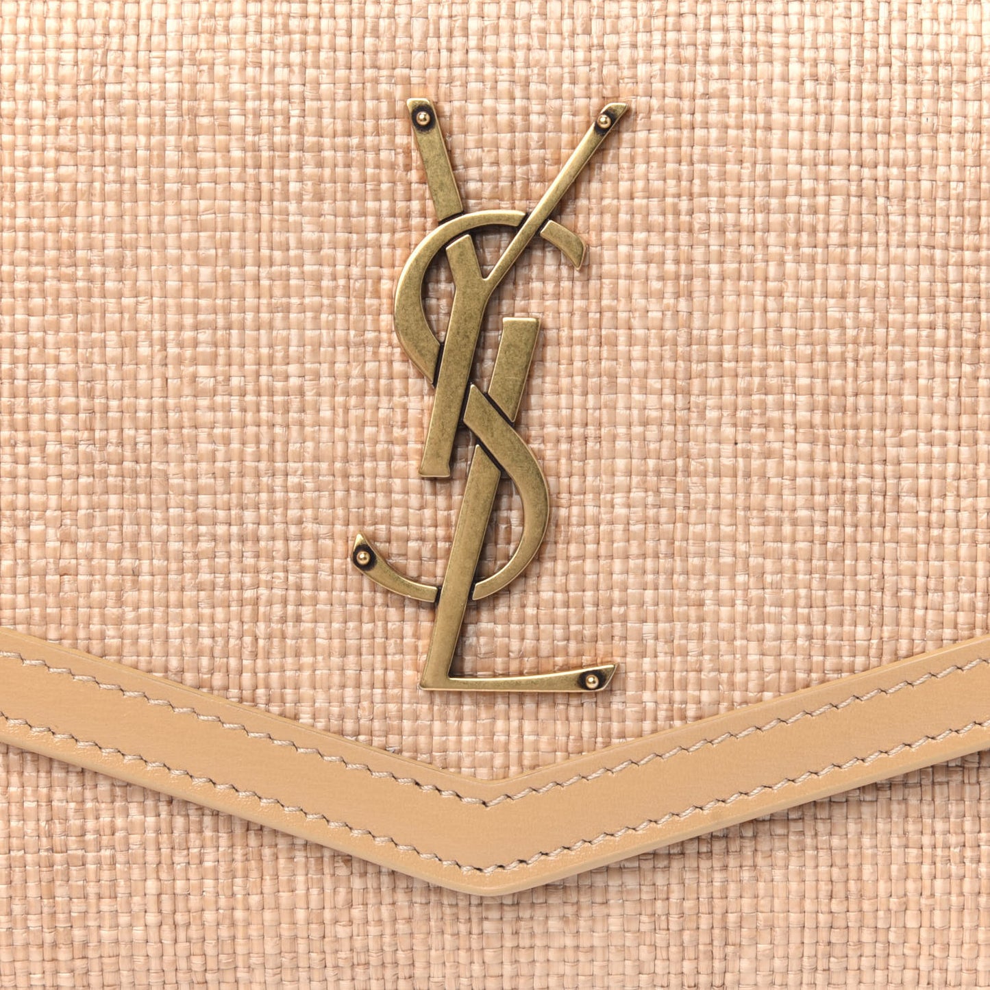 Micro Raffia Monogram Uptown Chain Wallet Natural Hay Blush