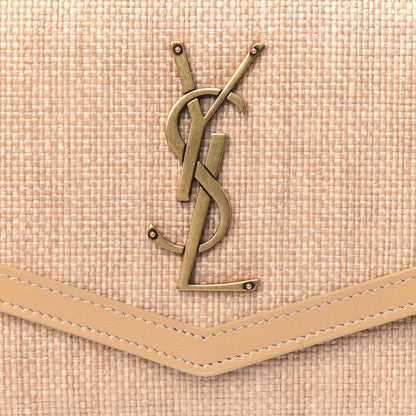 Saint Laurent Micro Raffia Monogram Uptown Chain Wallet Natural Hay Blush 10 of 13