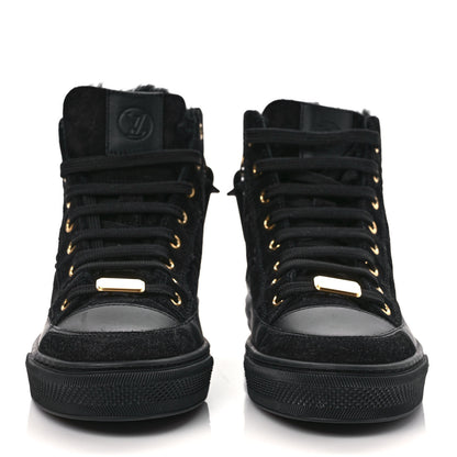 Louis Vuitton Suede Monogram Stellar Sneaker Boots 35 Black 2 of 9