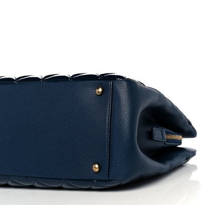 Chanel Patent Goatskin Quilted Small CC Eyelet Tote Blue 9 of 9