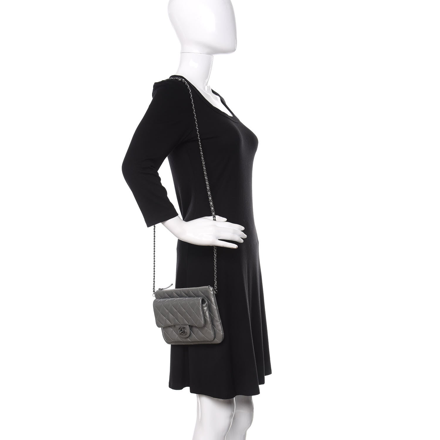 Chanel Metallic Calfskin Quilted Daily Zip Crossbody Silver 2 of 12