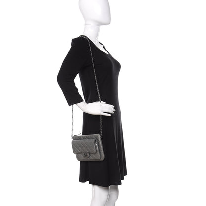 Chanel Metallic Calfskin Quilted Daily Zip Crossbody Silver 2 of 12