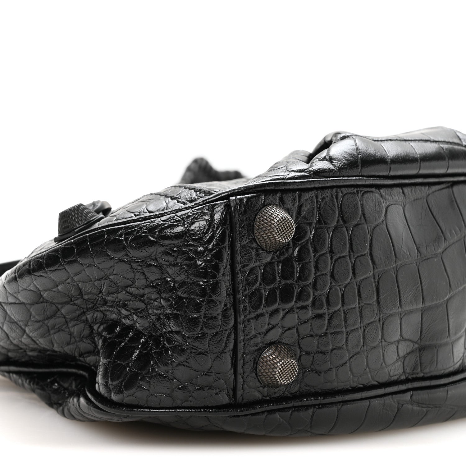 Balenciaga Extra Supple Calfskin Crocodile Embossed Monochrome Small Le Cagole Shoulder Bag Black 10 of 11